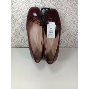 Time And Tru Ballet Flats Block Heels Women’s Burgundy Sz 10W Memory Foam Shoes